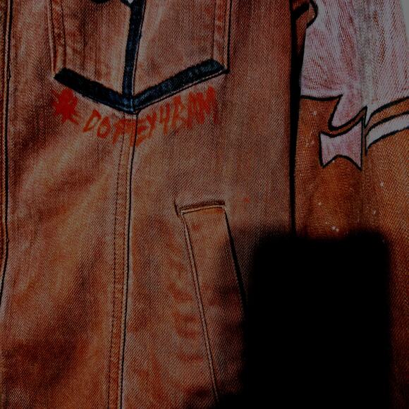 Joe's‎ Denim Jacket M Red Graffiti Street Art Bart Simpson Painted Brooklyn 1996 - Picture 13 of 15